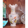 Vintage hand painted glass vase, fluted lip, floral design (c 1920s) - Selective Salvage