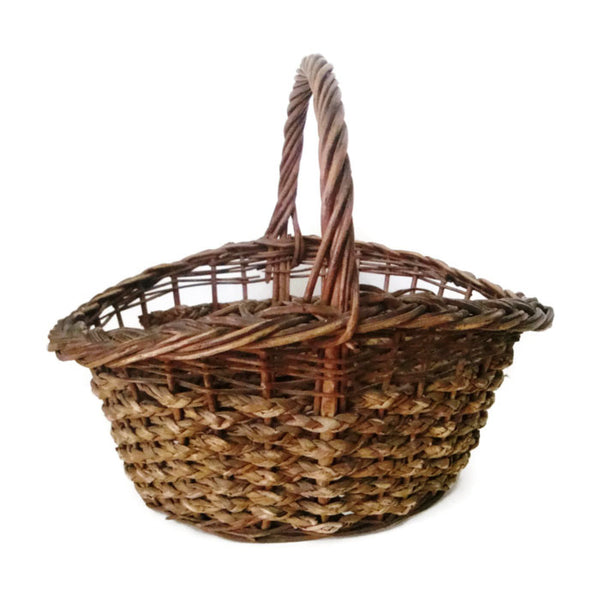 Vintage gathering basket, American, wicker & splint (c 1940s) - Selective Salvage