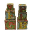 Set of 6 antique Victorian paper covered stacking alphabet blocks (c 1890s) - Selective Salvage