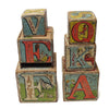 Set of 6 antique Victorian paper covered stacking alphabet blocks (c 1890s) - Selective Salvage