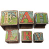 Set of 6 antique Victorian paper covered stacking alphabet blocks (c 1890s) - Selective Salvage