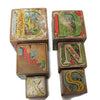 Set of 6 antique Victorian paper covered stacking alphabet blocks (c 1890s) - Selective Salvage