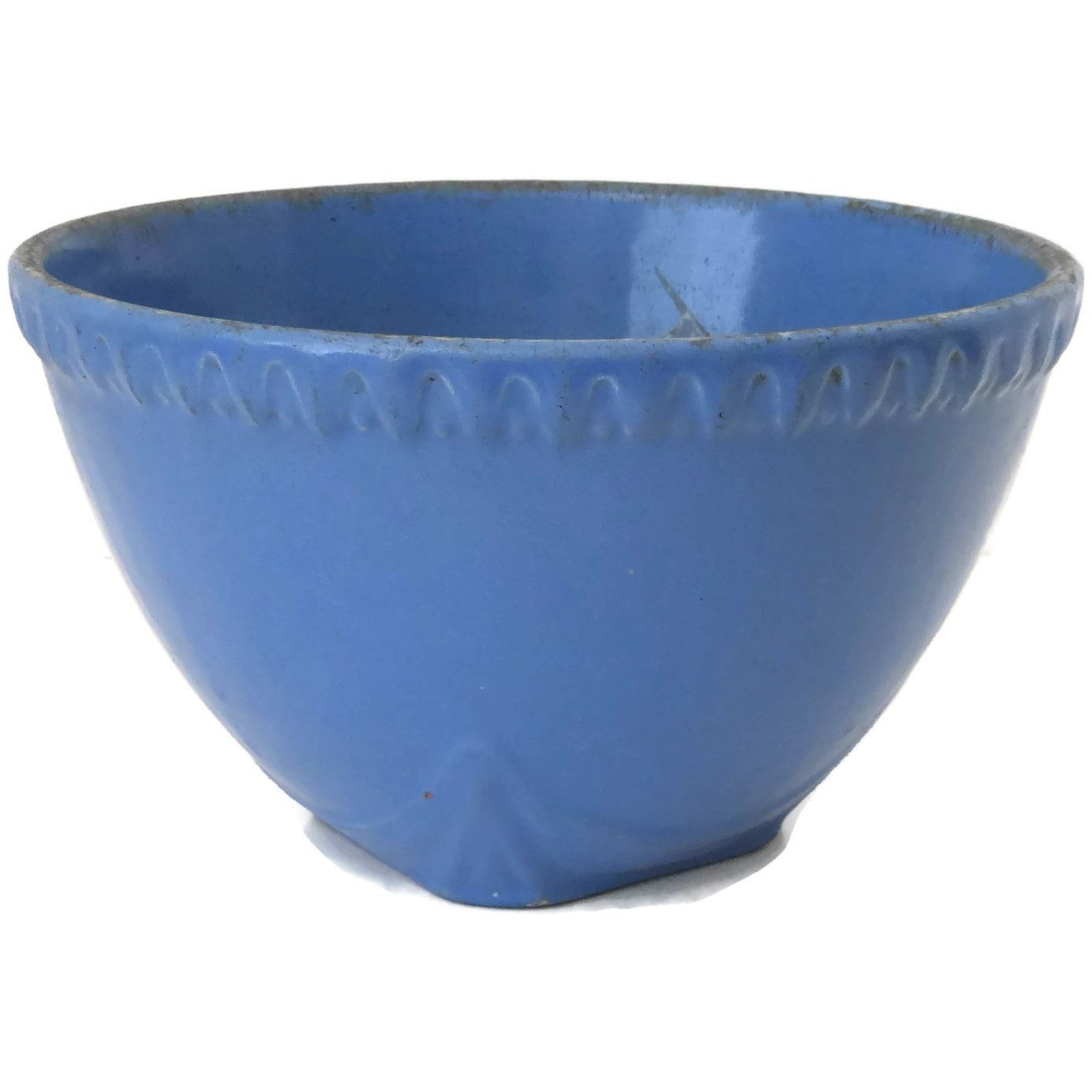 Vintage stoneware mixing bowl, bright blue (c 1930s)