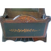 Antique OOAK folk art walnut wall box, hand carved bird detail (c 1900s) - Selective Salvage