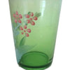 Antique Victorian green floral hand painted glass tumbler,  (c 1900s) - Selective Salvage