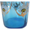 Antique Victorian blue glass tumbler, hand painted floral (c 1900s) - Selective Salvage