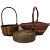 Vintage sewing basket, painted floral decoration (c 1920s) - Selective Salvage