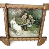 Antique folk art frame containing "Mother Love" print, hand carved  (c 1900s) - Selective Salvage