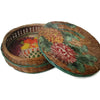 Vintage sewing basket, painted floral decoration (c 1920s) - Selective Salvage