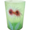 Antique Victorian green glass tumbler, floral hand painted (c 1900s) - Selective Salvage