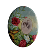 Antique Victorian oval marriage button, tin with butterfly design (c early 1900s)  Selective Salvage