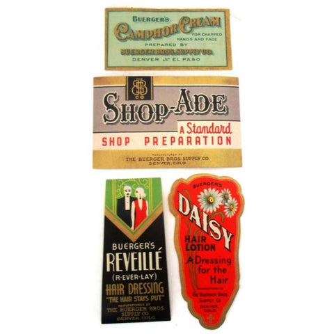 Vintage ephemera, four "Brueger Bros". bottle labels, unused (c 1930s) - Selective Salvage