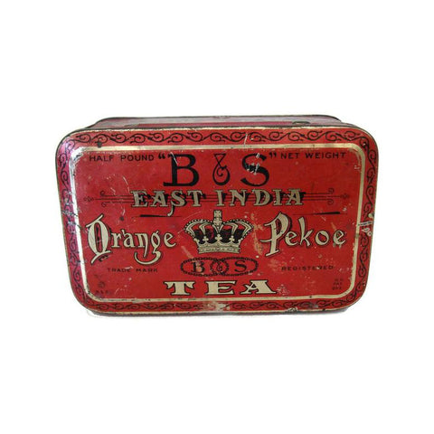 Vintage "B & S Bleeker and Simmons" orange pekoe tea tin (c 1920s) - Selective Salvage