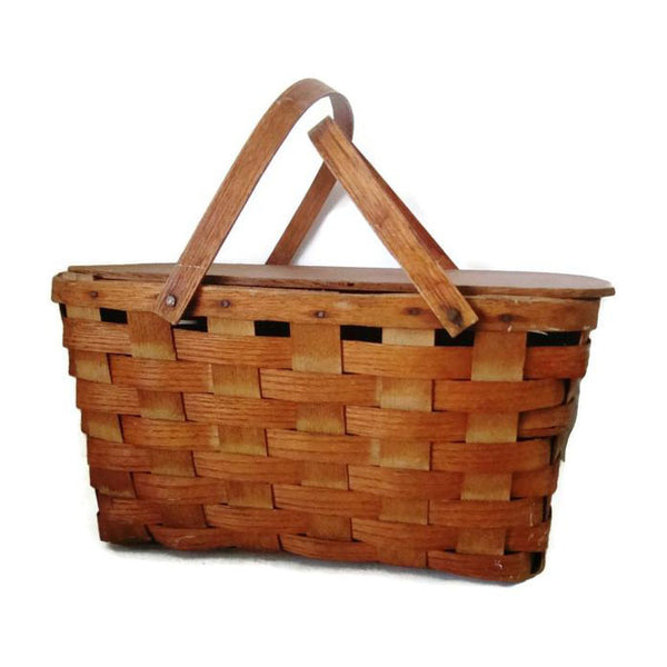 Vintage splint Burlington "Hawkeye" picnic basket (c 1950s) - Selective Salvage