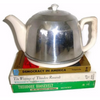 Vintage ceramic tea pot with aluminum "cozy" cover (c 1940s) - Selective Salvage