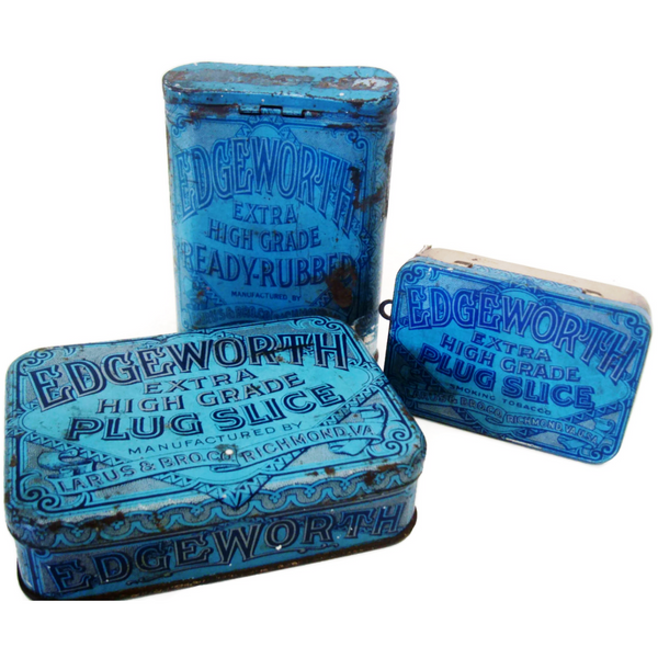 Vintage Edgeworth cut plug tins, qty 3 (c 1920s) - Selective Salvage